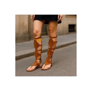 TORRID Knee High Gladiator Womens Studded Sandals Sz 13W Faux Leather Festival